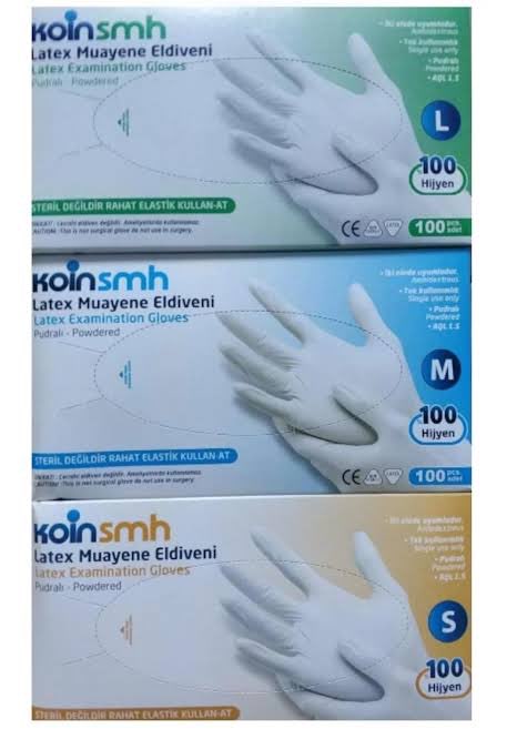 pudralı lateks eldiven 100 adetli s m l xl