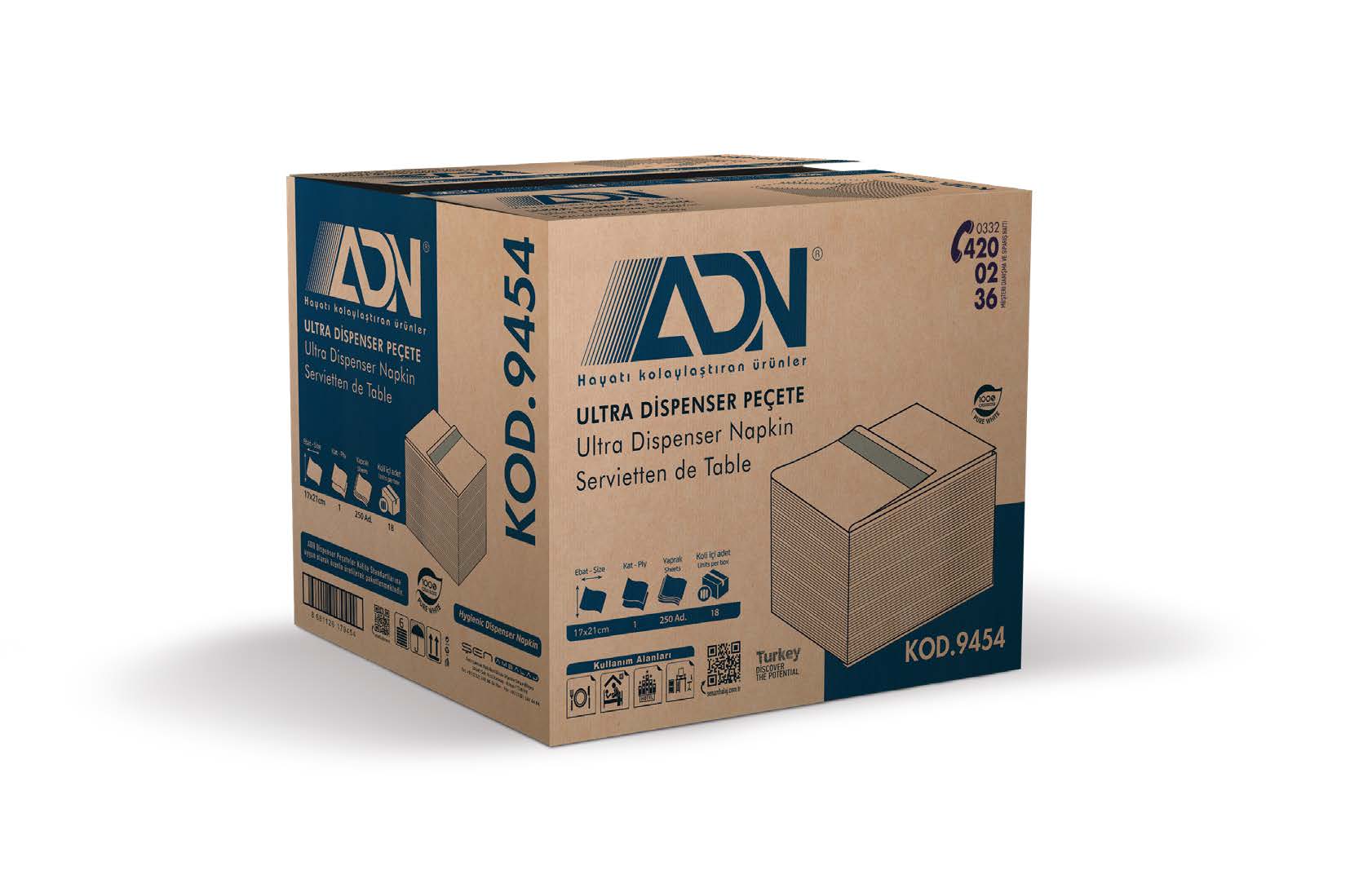 ADN ULTRA DİSPenser PEÇETE 250 Lİ 18 PK